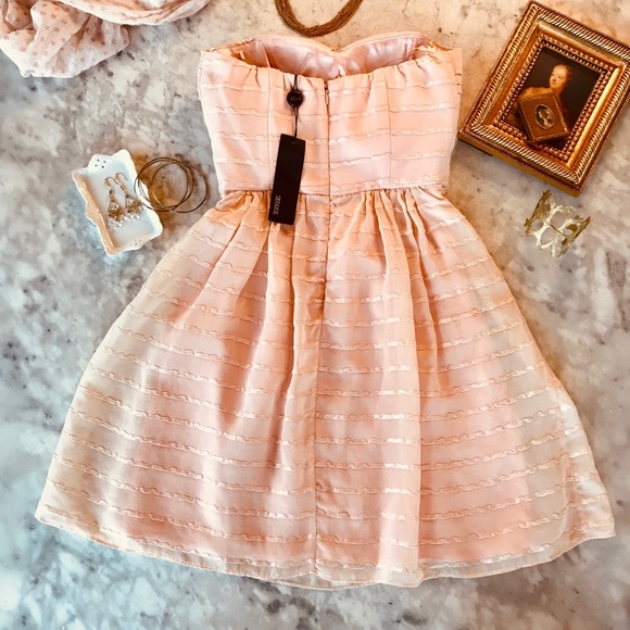 Peach Parfait Silk Strapless Dress - Picture 8 of 9